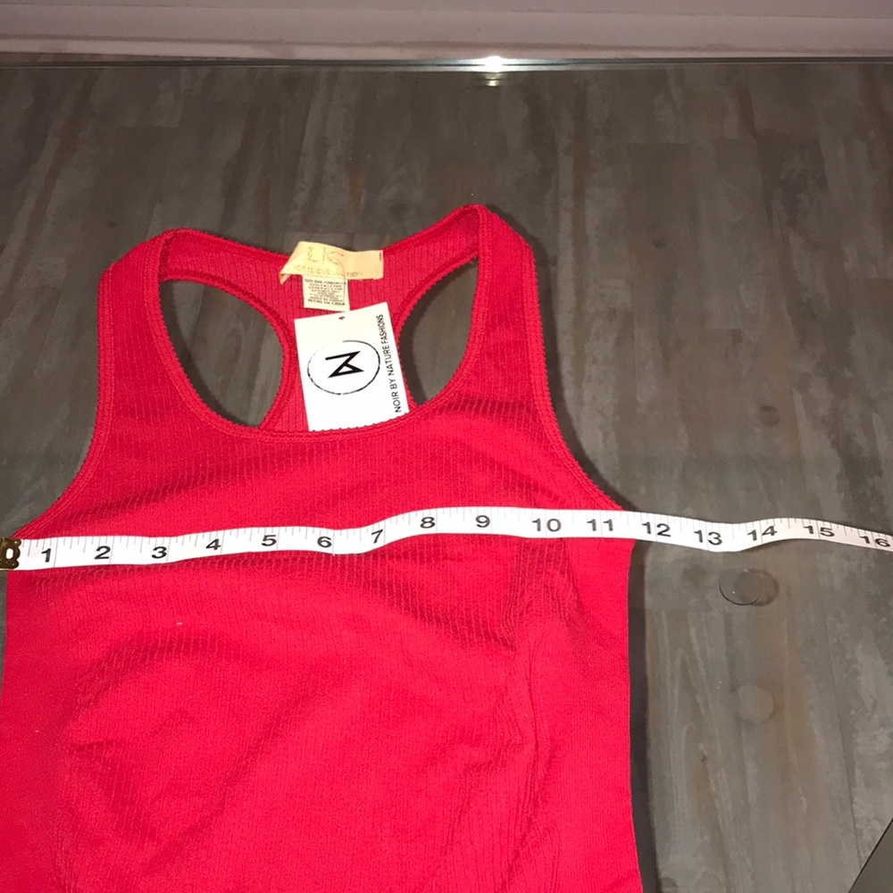 Red Ribbed Stretch Racerback Bodysuit - Picture 4 of 4